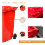 Bote de Plastico 360 Lts. / 95 Galones color Rojo - Imagen 8