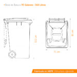 Bote de Plastico 360 Lts. / 95 Galones color Verde - Imagen 7