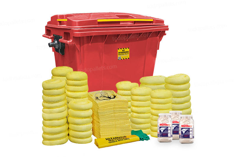 4040-KT-001_b Kit Antiderrames Extra Large 290 Galones con Contenedor de Plástico - Líquidos Agresivos HazMat - Imagen 1